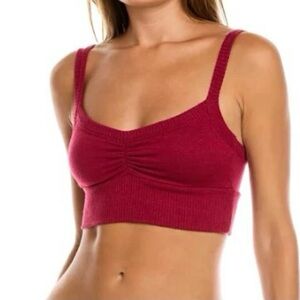 NEW L*SPACE Rosie Knit Crop Top: Bralette Cabernet/ Red S NWT
